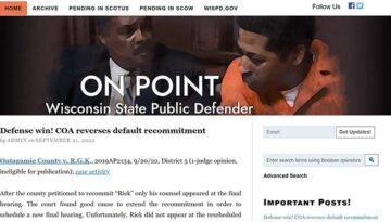 Screenshot of On Point a blog by the Wisconsin State Public Defender